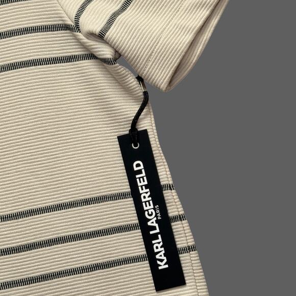 KARL LAGERFELD Men's Knitted Button Front Collared Short Sleeve Shirt Size M NWT - Picture 4 of 10